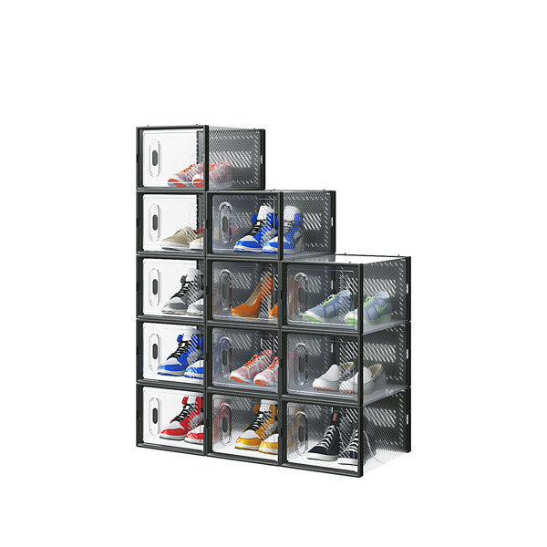 Black Medium 12PCS Shoe Box Plastic Mesh Free Combination