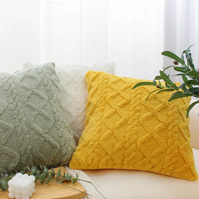 Plush Cushion Cover Geometric Sofa Pillow Cover for Living Room Sofa 45x45cm Decorative Pillow Home Decor Pillowcase