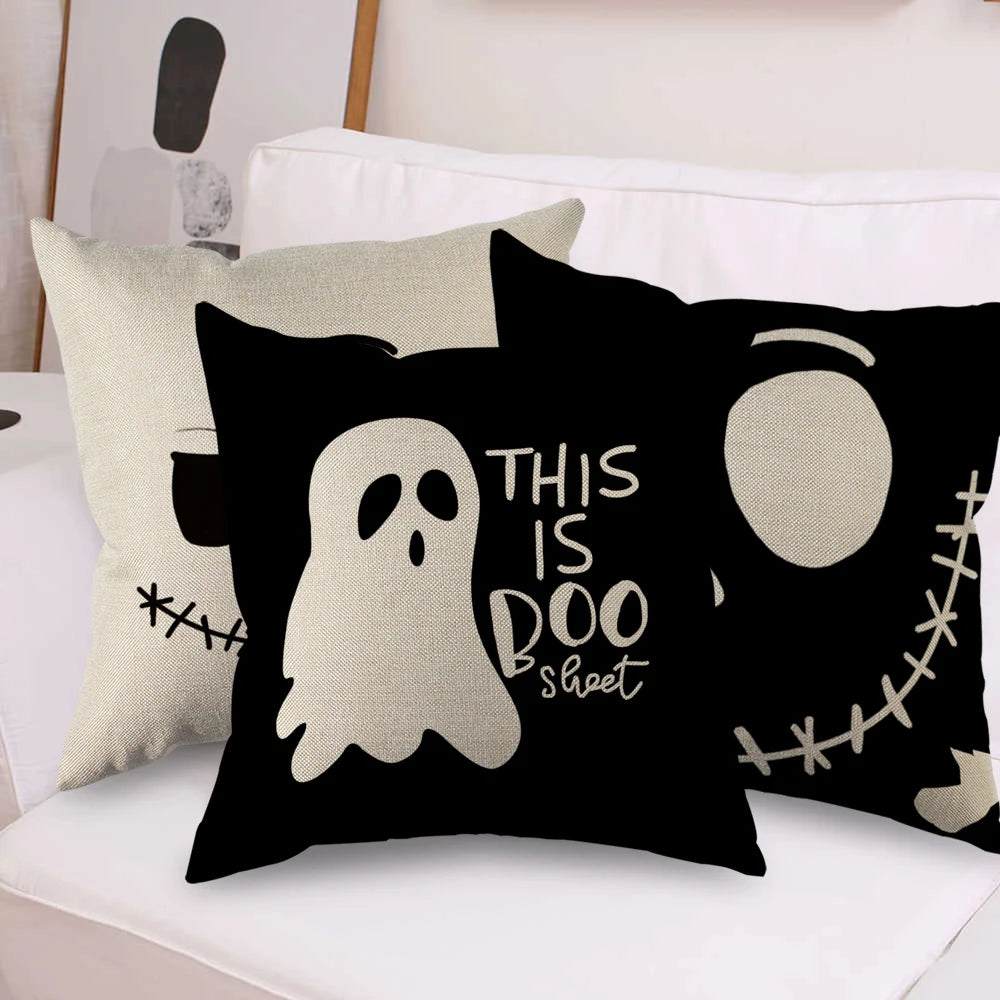 Hollow Skull Linen Square Throw Pillow Case Decorative Cushion Cover Pillowcover for Sofa 18"X 18" Throw Pillow Covers