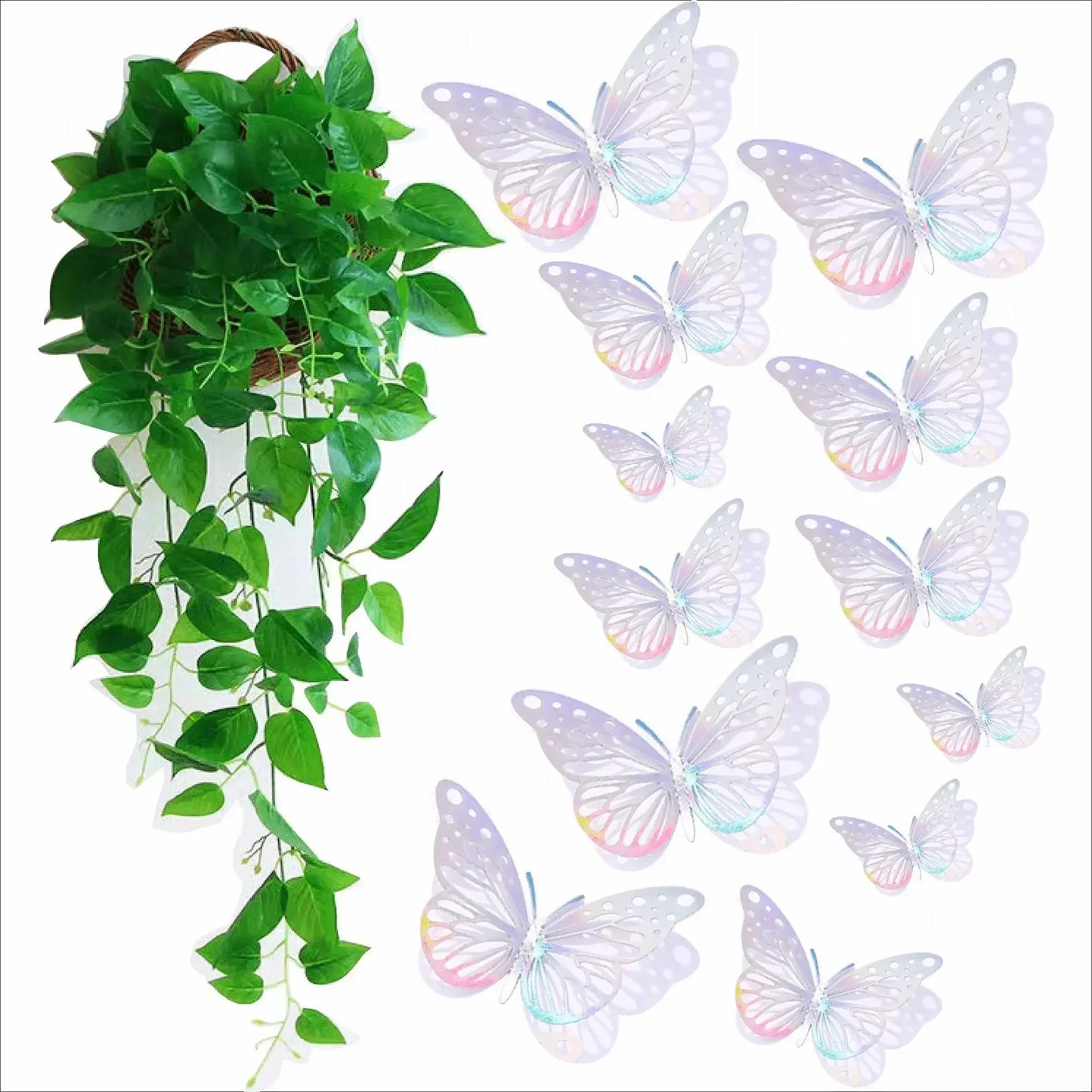 12pcs 3D Openwork Butterfly Wall Stickers Stereo Butterfly Wall Stickers Background Decoration Colourful Butterfly Stickers