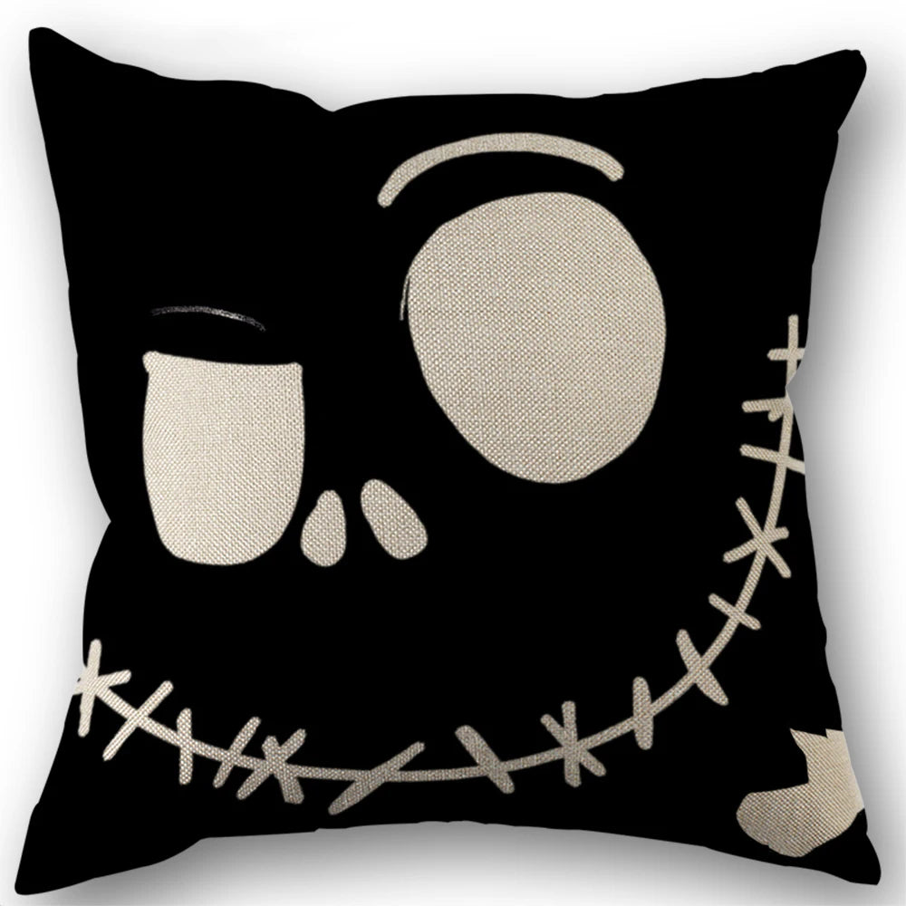 Hollow Skull Linen Square Throw Pillow Case Decorative Cushion Cover Pillowcover for Sofa 18"X 18" Throw Pillow Covers