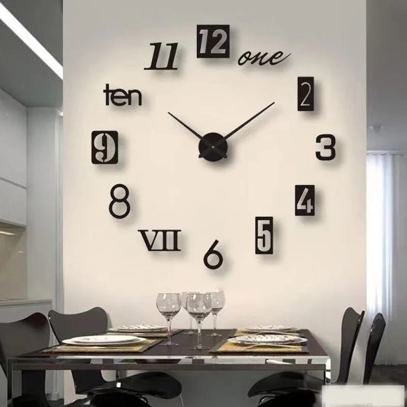 2022 New 3D Roman Numeral Acrylic Mirror Wall Clock Sticker Fashion DIY Quartz Clocks Watch Home Decoration Living Room Stickers