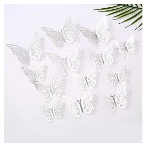 12pcs 3D Openwork Butterfly Wall Stickers Stereo Butterfly Wall Stickers Background Decoration Colourful Butterfly Stickers