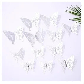 12pcs 3D Openwork Butterfly Wall Stickers Stereo Butterfly Wall Stickers Background Decoration Colourful Butterfly Stickers