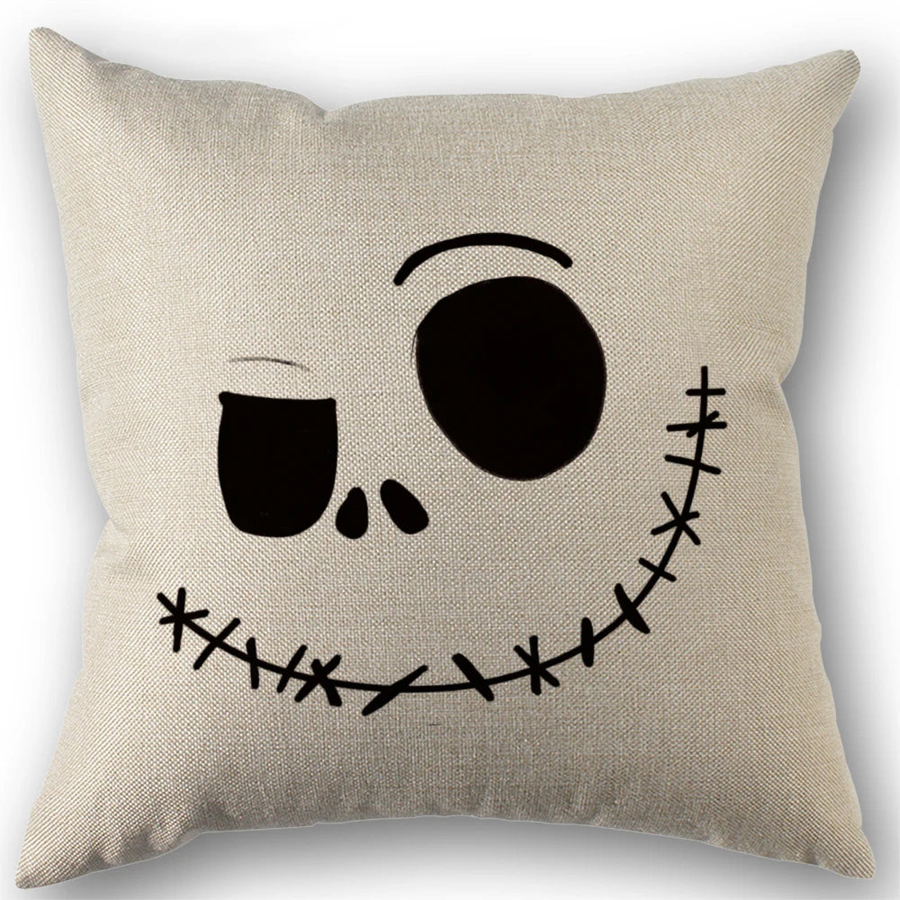 Hollow Skull Linen Square Throw Pillow Case Decorative Cushion Cover Pillowcover for Sofa 18"X 18" Throw Pillow Covers