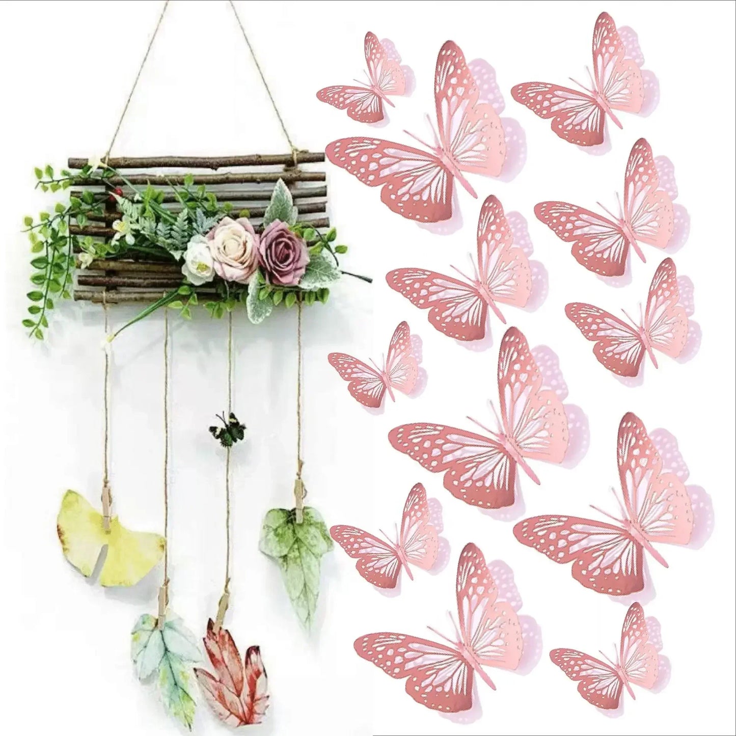 12pcs 3D Openwork Butterfly Wall Stickers Stereo Butterfly Wall Stickers Background Decoration Colourful Butterfly Stickers