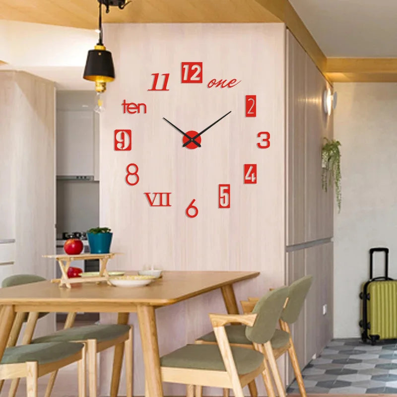 2022 New 3D Roman Numeral Acrylic Mirror Wall Clock Sticker Fashion DIY Quartz Clocks Watch Home Decoration Living Room Stickers